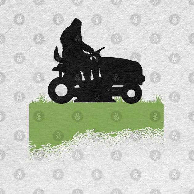 Bigfoot Riding Lawnmower Sasquatch Mowing The Lawn by Tesszero